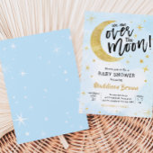 Invitation Or Bleu Sur Le Baby shower Lune