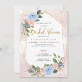 Invitation Or Blush Floral Géométrique Fête des mariées moder (Devant)