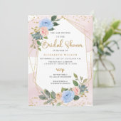 Invitation Or Blush Floral Géométrique Fête des mariées moder (Debout devant)