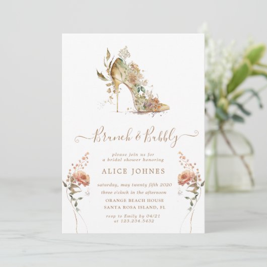 Invitation or boho stiletto chaussure bridal brunch invitatio (Debout devant)