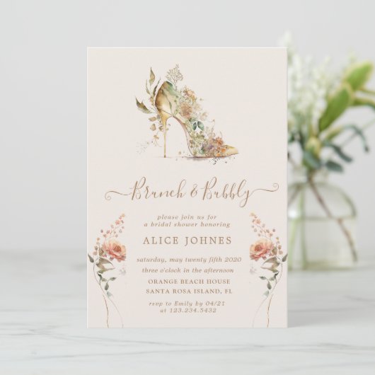 Invitation or boho stiletto chaussure bridal brunch invitatio (Debout devant)