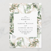 Invitation Or Botanique Eucalyptus Élégant Vert Automne (Devant)