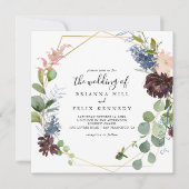 Invitation Or Bourgogne Géométrique Le Mariage De (Devant)