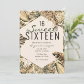 Invitation Or Bronze Pailleté Feuilles de Palmier Tropical Do (Debout devant)