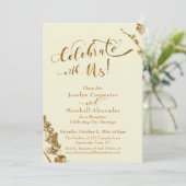 Invitation Or "Célébrez avec nous" avec plantes botaniques, i (Debout devant)