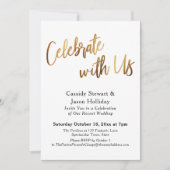 Invitation Or Célébrez avec Nous Bokeh Fond Noir Réception (Devant)