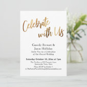 Invitation Or Célébrez avec Nous Bokeh Fond Noir Réception (Debout devant)