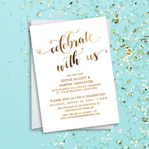 Invitation Or Célébrez avec nous Célébration après-mariage