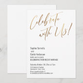 Invitation Or Célébrez avec nous ! Simple fête de mariage (Devant / Derrière)