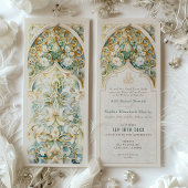 Invitation Or céleste et Mariage islamique Jade