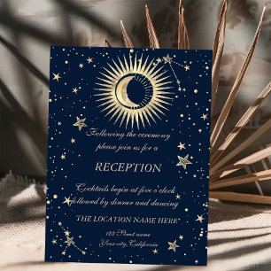 Invitation Or Céleste Soleil Et Lune Étoiles