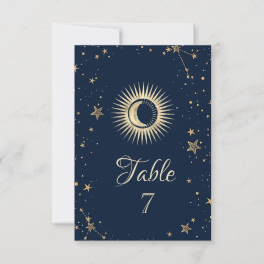 Invitation Or Céleste Soleil Et Lune Étoiles (Devant)