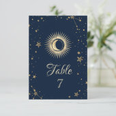 Invitation Or Céleste Soleil Et Lune Étoiles (Debout devant)