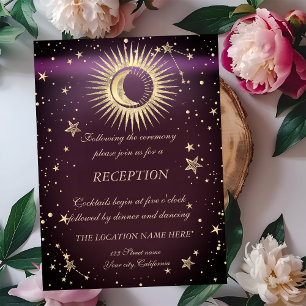 Invitation Or Céleste Soleil Et Lune Étoiles Bourgogne