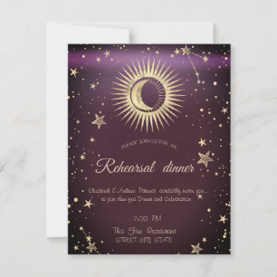 Invitation Or Céleste Soleil Et Lune Étoiles Bourgogne