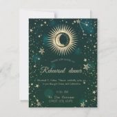 Invitation Or Céleste Soleil Et Lune Étoiles Vert (Devant)