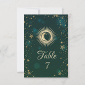 Invitation Or Céleste Soleil Et Lune Étoiles Vert (Dos)