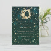 Invitation Or Céleste Soleil Et Lune Étoiles Vert (Debout devant)