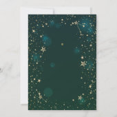 Invitation Or Céleste Soleil Et Lune Étoiles Vert RSVP (Dos)