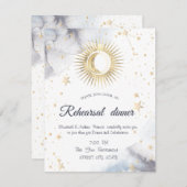 Invitation Or céleste Soleil, Lune, Étoiles (Devant / Derrière)