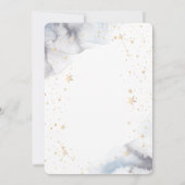 Invitation Or Céleste Soleil, Lune, Étoiles Fleurs Mariage (Dos)