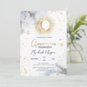 Invitation Or céleste Soleil, Lune, Etoiles Quinceanera (Debout devant)