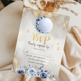 Invitation Or Céleste Soleil, Roses de Lune Étoiles RSVP