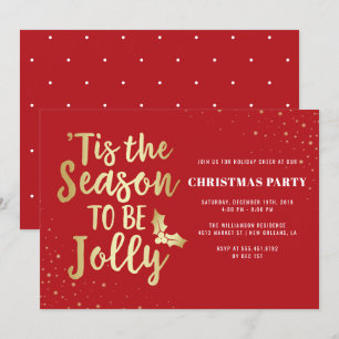 Invitation Or 'C'Est La Saison D'Être Jolly Noël