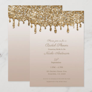 Invitation Or Champagne Pailleté Dégoulinant Glamour Réceptio