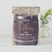 Invitation Or Champagne Pailleté Dégoulinant Rustique Fête Do (Debout devant)