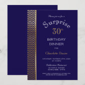 Invitation Or Chevron Bleu Bleu Bleu Surprise 30e anniversair (Devant / Derrière)