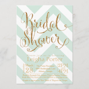 Invitation Or Chevron de menthe d'invitation de Fête de la
