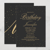 Invitation Or chic moderne tacheté sur la fête d'anniversaire (Devant / Derrière)