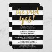 Invitation Or chic | Partie d'engagement Gras en bande noire (Devant / Derrière)