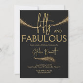 Invitation Or Cinquante et Fabuleux Script Fête d'anniversair (Devant)