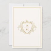 Invitation Or classique doré monogramme blason mariage (Dos)