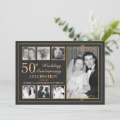 Invitation Or classique or et noir pour l'anniversaire de mar (Debout devant)