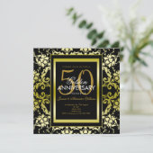Invitation Or Damassé Glamour 50e Anniversaire de Mariage (Debout devant)