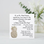 Invitation Or d'ananas de Quinceanera métallique (Debout devant)