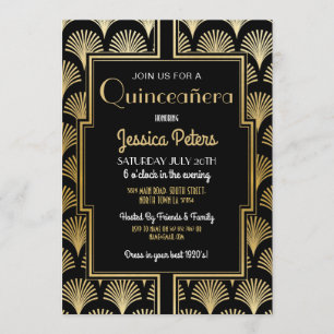 Invitation Or d'art déco de Gatsby de fête d'anniversaire de