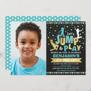 Invitation Or de bleu de rebond de saut de fête