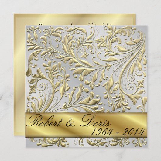 Invitation Or de l'invitation du 50e Mariage (Devant / Derrière)