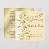 Invitation Or de l'invitation du 50e Mariage (Devant / Derrière)