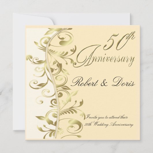 Invitation Or de l'invitation du 50e Mariage (Devant)