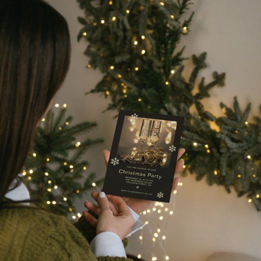 Invitation Or de luxe et Noir de Noël