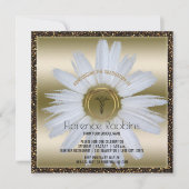 Invitation Or de marguerite de l'obtention du diplôme | (Devant)