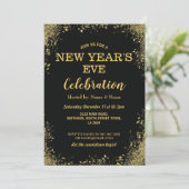 Invitation Or de noir de partie de célébration de réveillon (Debout devant)