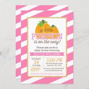 Invitation Or de rayures de rose peu de baby shower d'automne