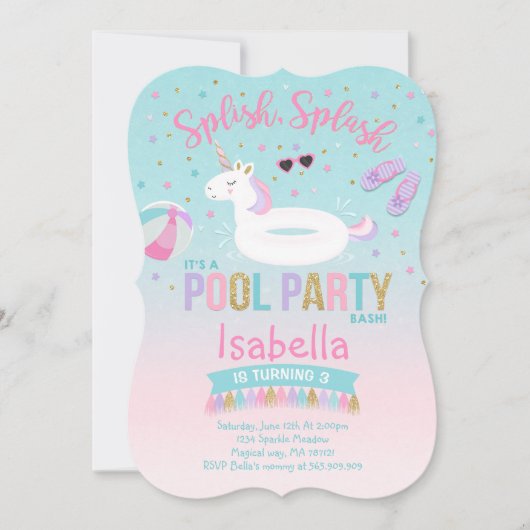 Invitation Or de rose d'invitation d'anniversaire de (Devant)