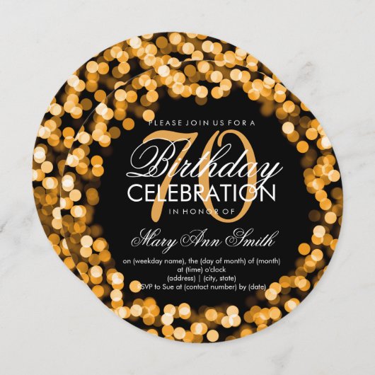 Invitation Or de scintillement de lumières de (Devant / Derrière)